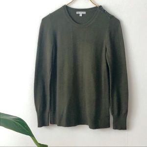 Gap khaki green button detail soft sweater